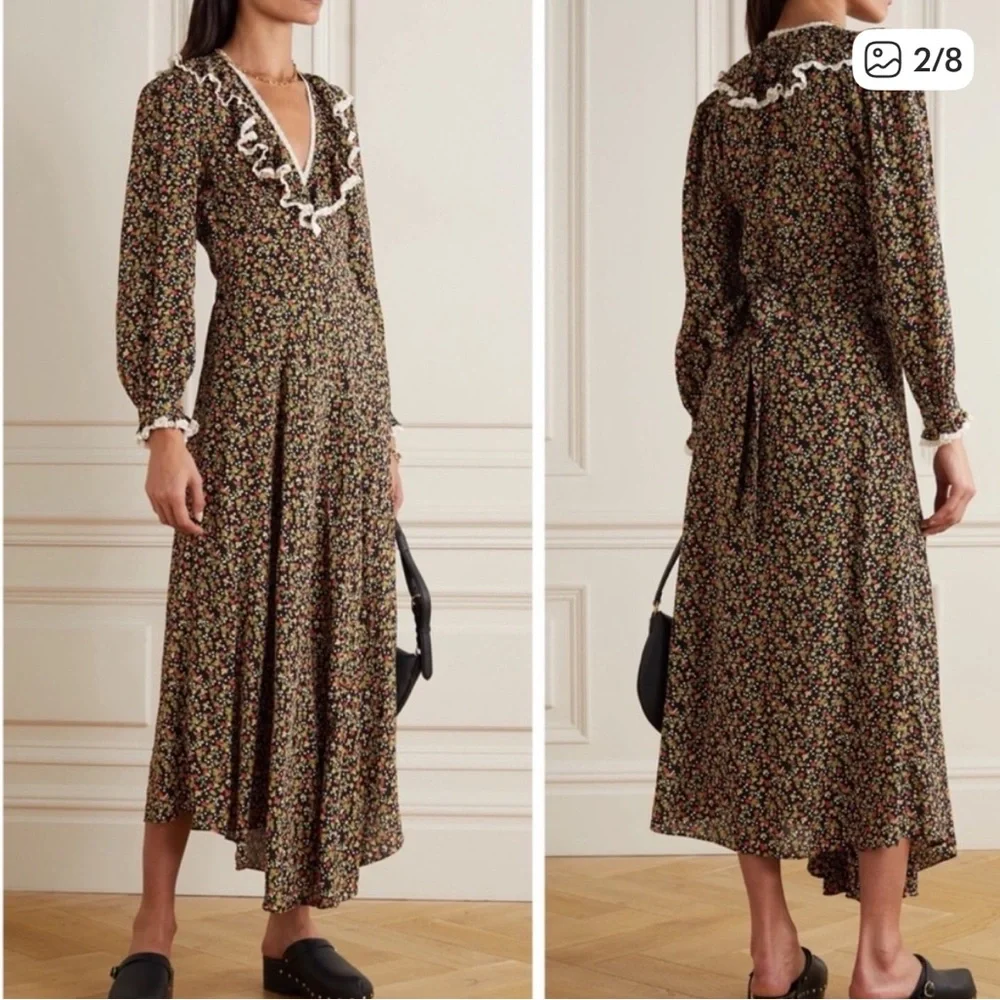 Doen NWOT Eugenie Black Floral Dress - Size XS - Picture 2 of 10